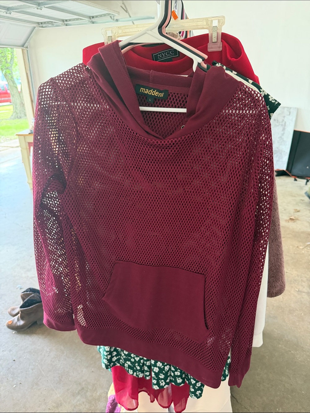 Madden NYC Maroon Mesh Hoodie